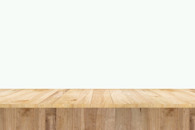 Produit d'affichage de table en bois sur fond blanc