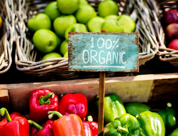 Photo produit agricole frais biologique au marché fermier