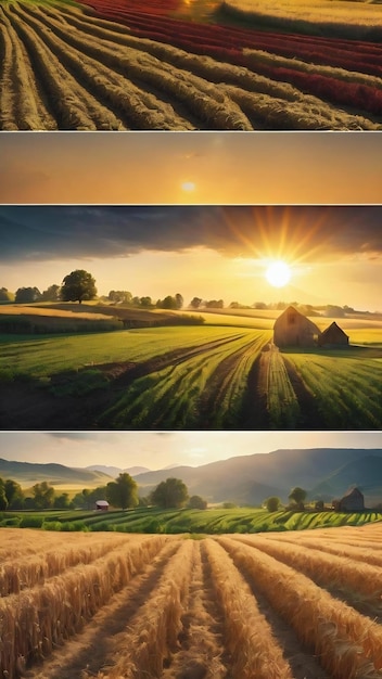 Produit naturel toile de fond ferme et lumière du soleil