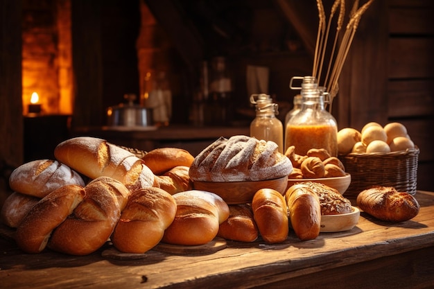 Produits de boulangerie sur la table de la boulangeria