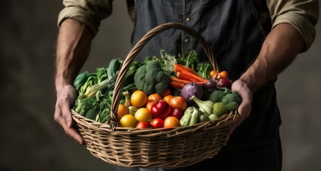 Des produits frais entre les mains d'un agriculteur