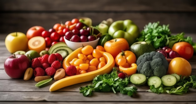 Des produits frais sur une table en bois rustique