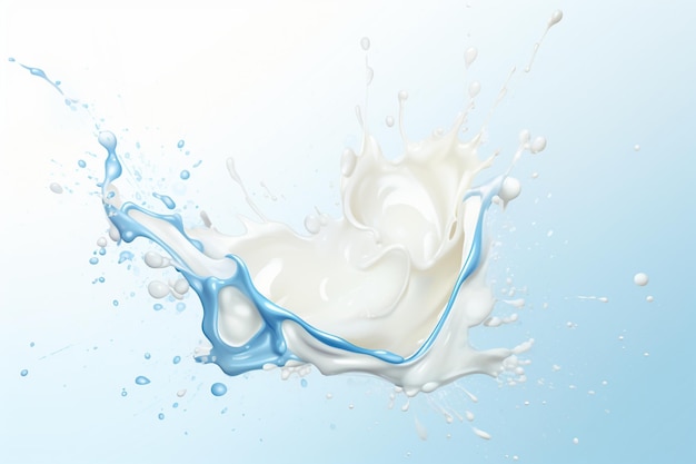 Produits laitiers lait sur fond blanc Belle image d'illustration Generative AI
