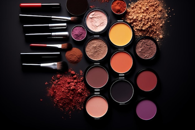 Des produits de maquillage glamour mis en scène sur un fond blanc propre Une image AR 32 captivante