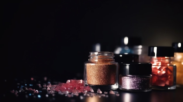 Produits de maquillage professionnels avec fond noir Accessoires de l'industrie de la beauté de luxe Génération ai