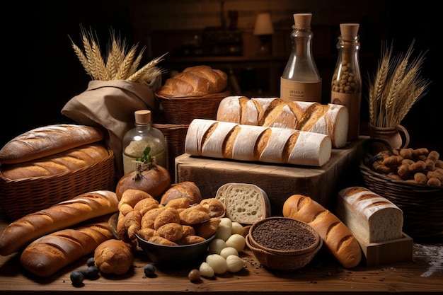Photo produits de pain et de pâtisserie avec le client