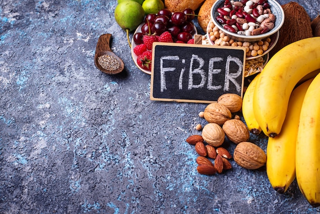 Produits riches en fibres. Alimentation saine