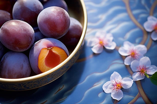 Photo produits de soins de la peau ou de cosmétiques à base de prunes