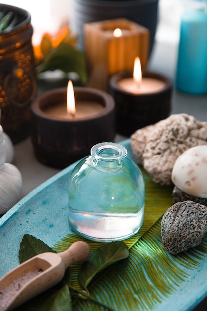 Produits de spa dans un cadre naturel