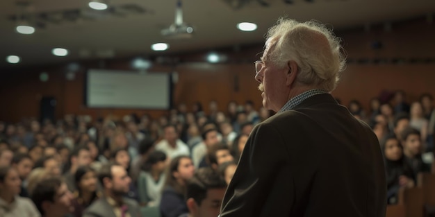 professeur dans l'auditoire devant les étudiants IA générative