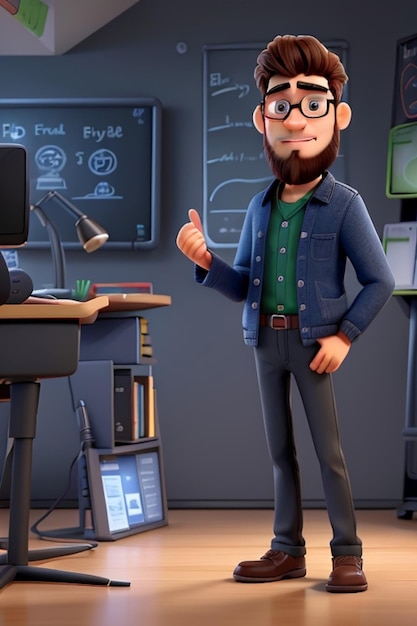 Professeur de dessin animé 3D