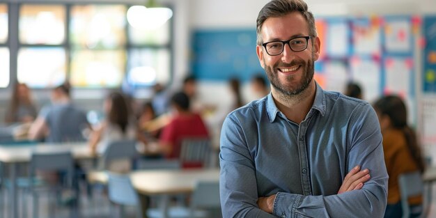 professeur à l'école devant des écoliers en classe portrait IA générative