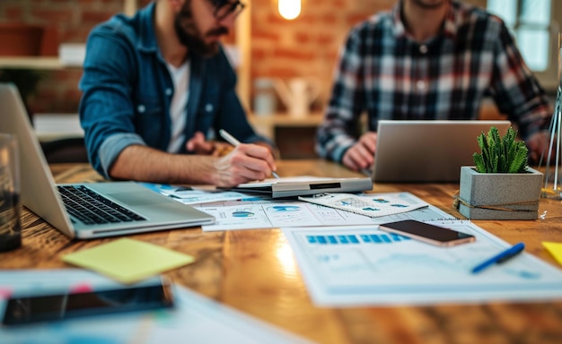 professionnels au bureau avec ordinateur portable