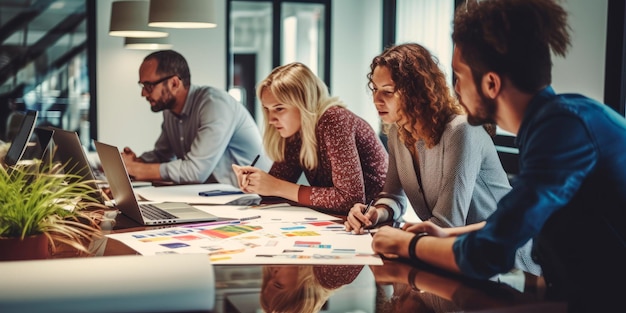 Des professionnels engagés dans une session de réflexion sur la conception créée avec la technologie d'intelligence artificielle générative