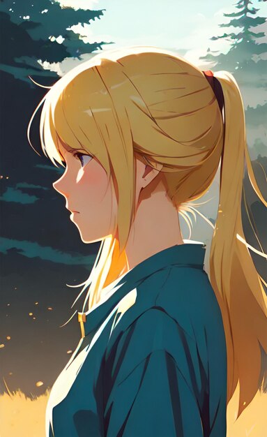 Le profil de la fille blonde