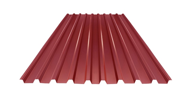 Profil d'ondulation de la vague de toit en tôle de couleur texture en bois isolé sur fond blanc
