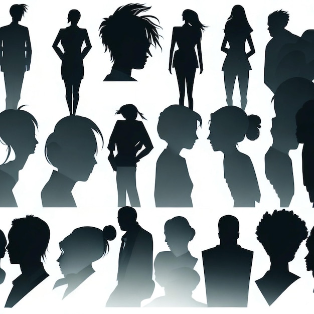 Profil de silhouette de personnes vectorielles