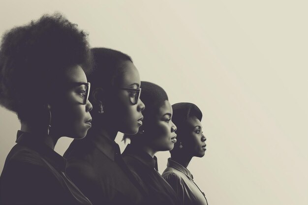 Profile de personnes noires sur un fond plat de couleur claire