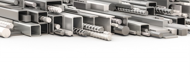 Profils métalliques de différents types et sections.