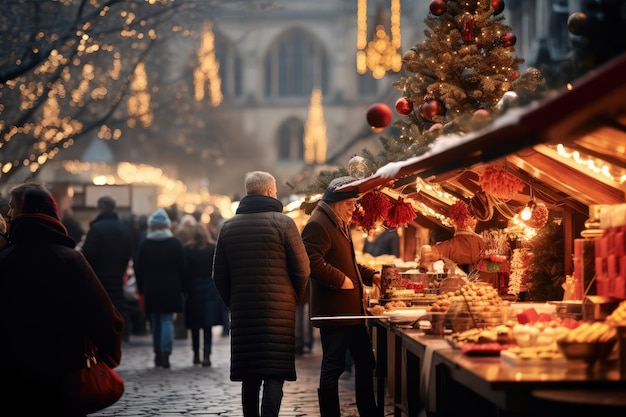 En profitant du marché de Noël, les gens se sont évanouis dans les rues.