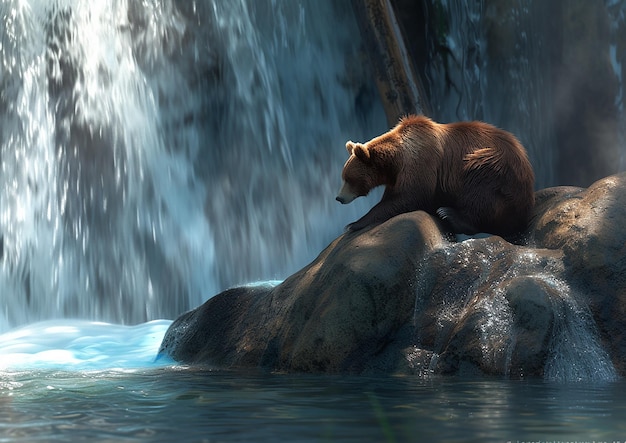 Profiter de l'eau sous une cascade