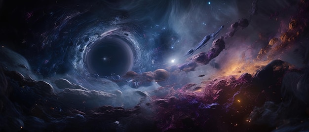 Les profondeurs de l'espace Une aventure 3D avec des nébuleuses tourbillonnantes Aventure à travers la galaxie