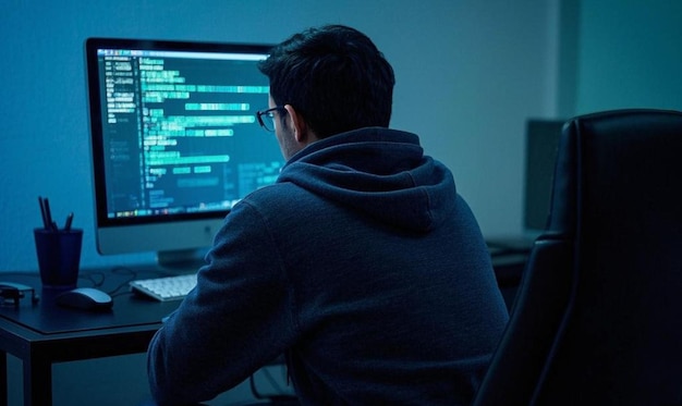 Programmateur concentré la nuit