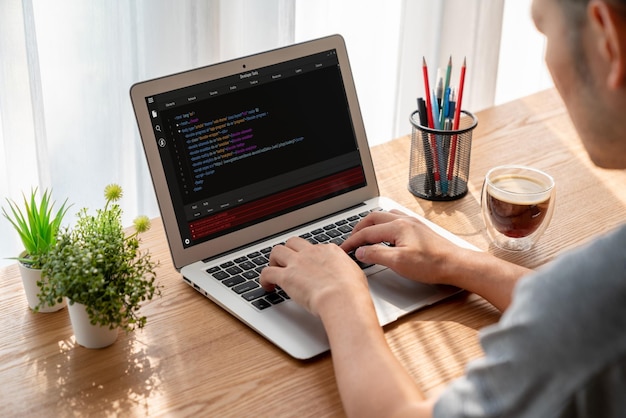 Programmation de développement de logiciels sur écran d'ordinateur pour une application moderne