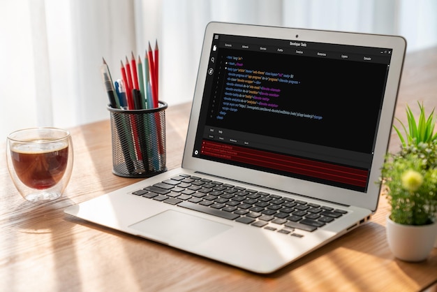Programmation de développement de logiciels sur l'écran de l'ordinateur pour une application moderne