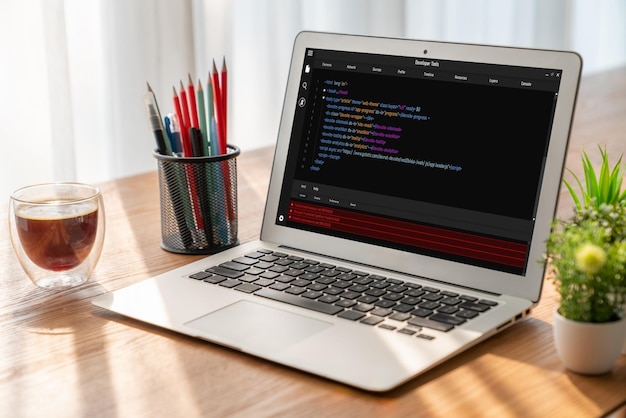 Programmation de développement de logiciels sur écran d'ordinateur pour une application moderne