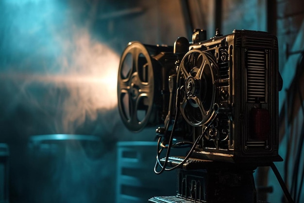 Projecteur de film de cinéma avec fond de bande de film