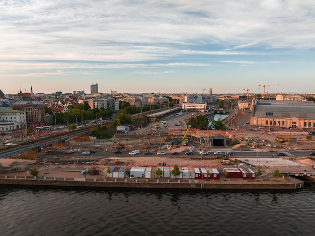 Photo projet de construction de rail baltica dans le centre de riga