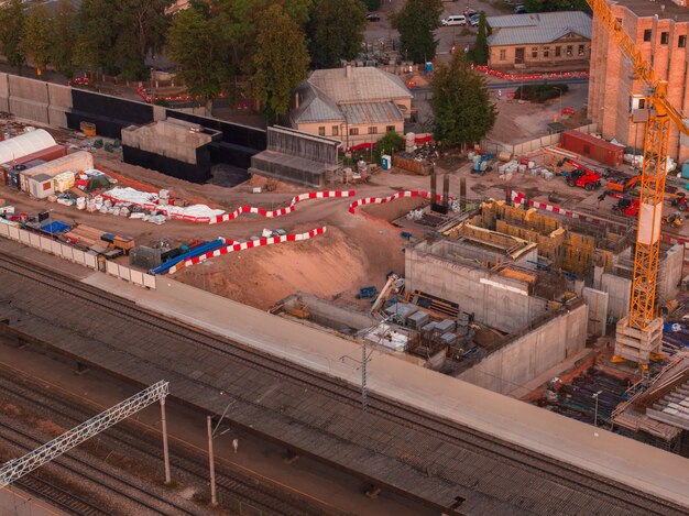 Photo projet de construction de rail baltica dans le centre de riga