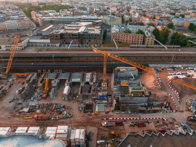 Photo projet de construction de rail baltica dans le centre de riga