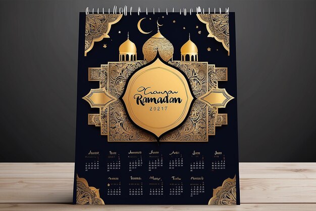 Photo projet de modèle de calendrier vectoriel gratuit du ramadan