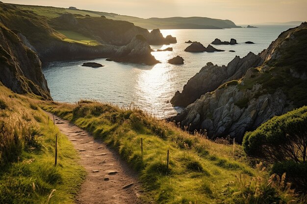 Photo une promenade sur les falaises côtières