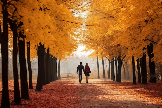 Une promenade romantique à la découverte de la beauté automnale du parc Strandbad à Mannheim, en Allemagne