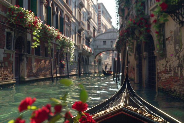 Photo une promenade romantique en gondole à travers les canaux de venise