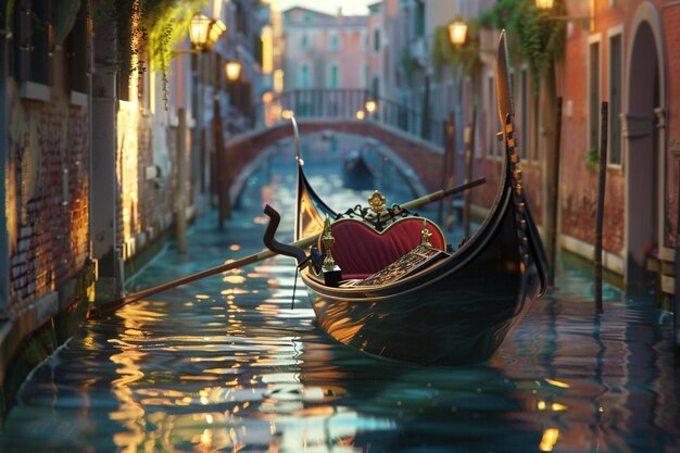 Photo une promenade romantique en gondole à travers les canaux de venise
