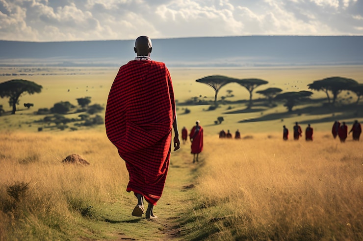 Photo une promenade de safari kenyan dans le maasai mara