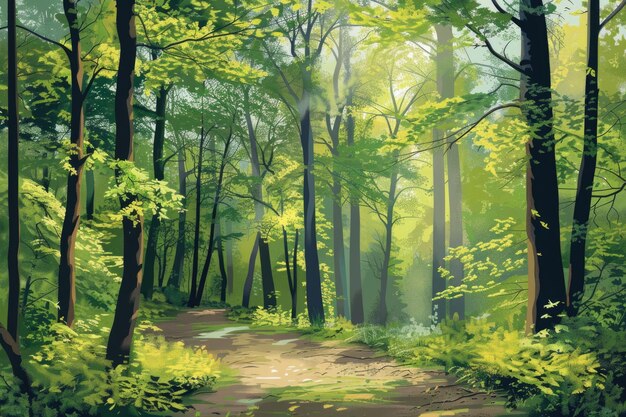 une promenade tranquille dans la forêt au milieu de la nature