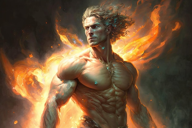 Prometheus apportant le feu à l'humanité majestueux Generative AI AIG15