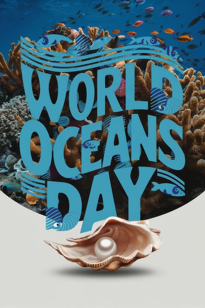 Photo promoting world oceans day a vibrant poster design
