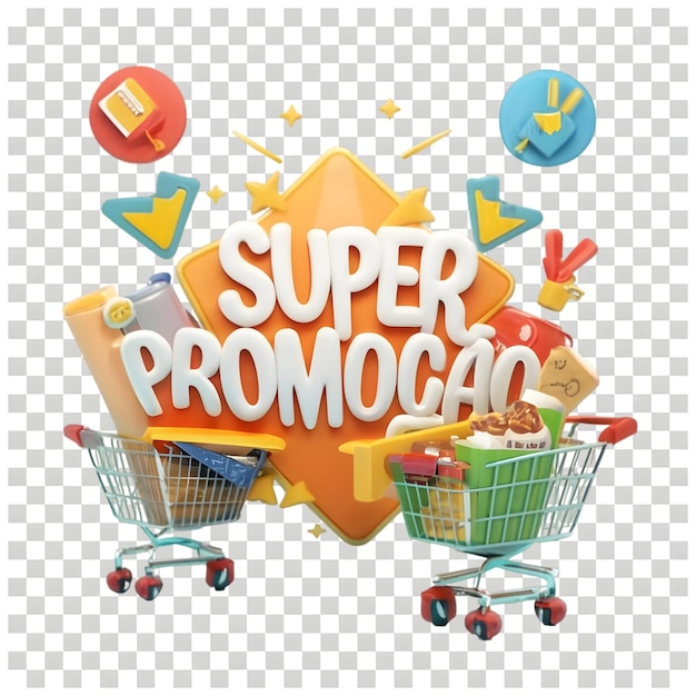 Promotion des ventes de chariots de supermarché avec remise sur les articles colorés