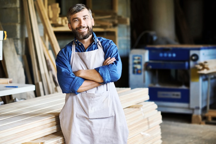 Photo propriétaire de menuiserie en atelier