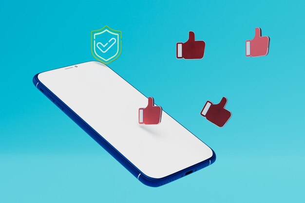 Protection antivirus bon programme antivirus icône antivirus pour smartphone avec rendu 3d aime