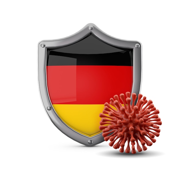 Protection du bouclier du drapeau allemand contre un virus bactérie d render