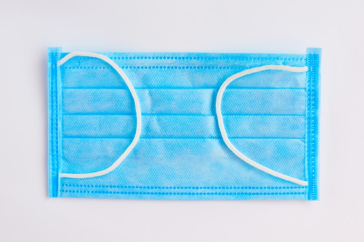 Photo protection du masque médical bleu contre le coronavirus