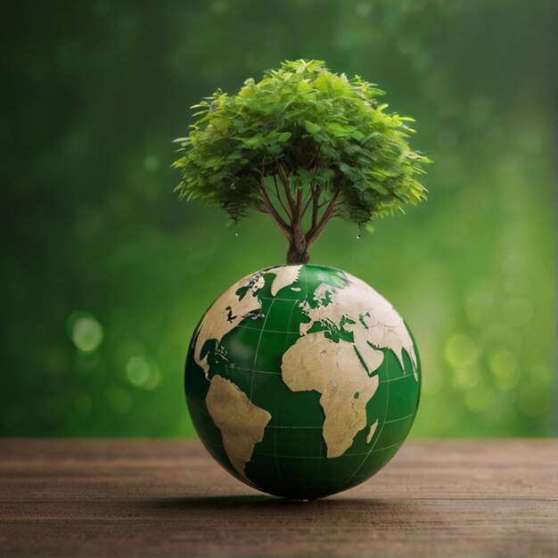 Protection de l'environnement et concept de CSR avec globetree avec globe sur fond vert