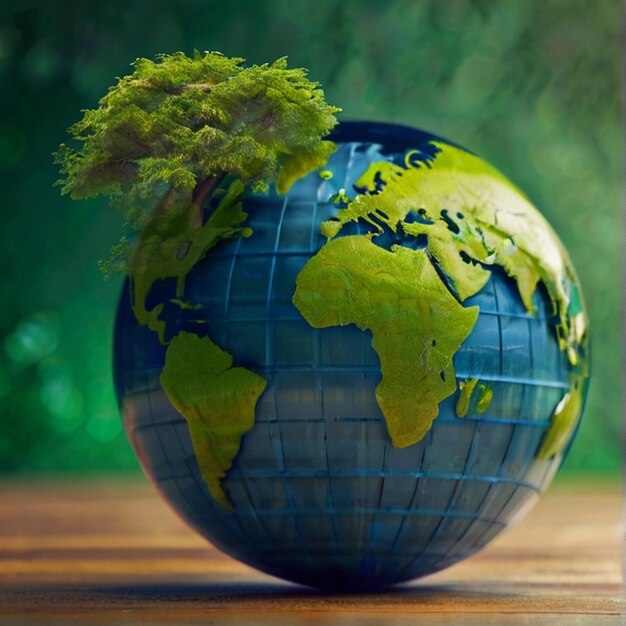 Protection de l'environnement et concept de CSR avec globetree avec globe sur fond vert